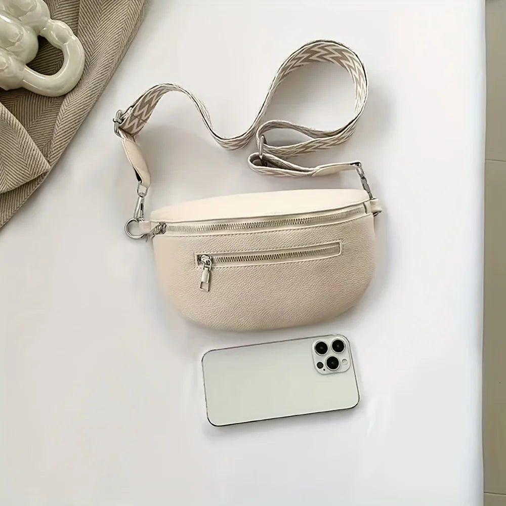 Riñonera de Cuero Suave para Mujer Bolso Pecho Cruzado Moda