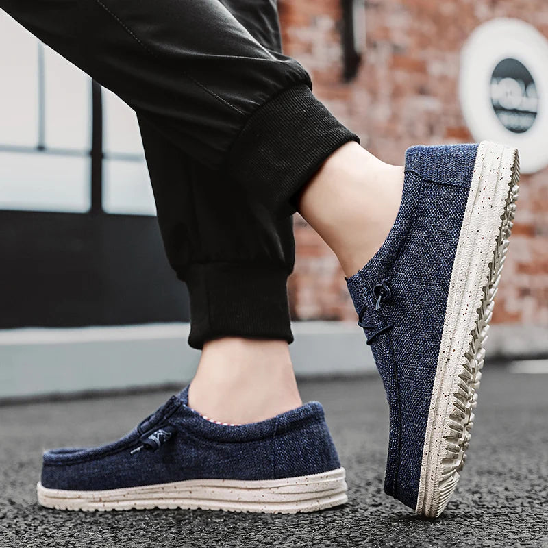 Zapatos informales de marca para hombre, zapatos de lona vaqueros a la moda, zapatos planos transpirables para caminar para hombre, zapatos ligeros de talla grande para exteriores, mocasines