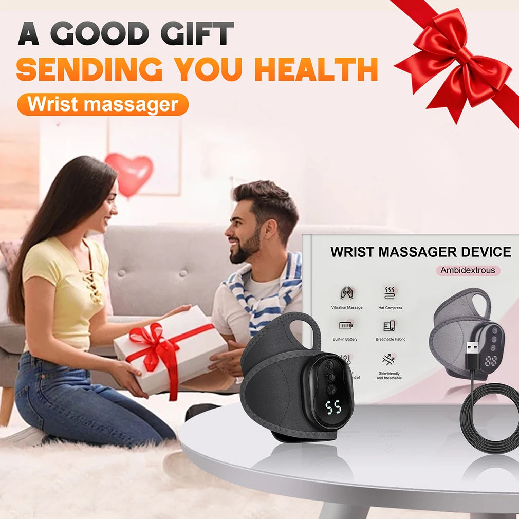 Masajeador de manos y muñecas con calefacción eléctrica, compresa caliente con vibración, protector de muñeca, pulsera inalámbrica para relajación muscular