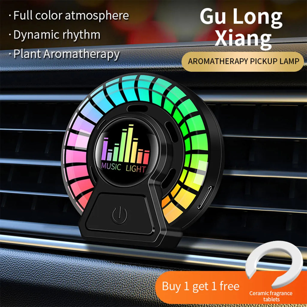 Ambientador de salida de aire para coche, aromaterapia rgb, lámpara de captación de sonido, lámpara LED de respiración, fragancia Floral de océano largo, aromaterapia sólida