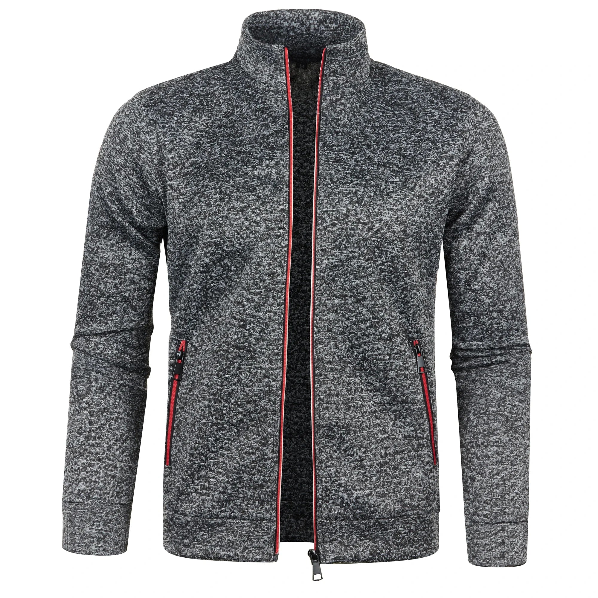 Otoño e Invierno, nuevo suéter largo con cremallera y mangas de bloque de Color para hombre, suéter fino de felpa, chaqueta informal ajustada, abrigo cómodo