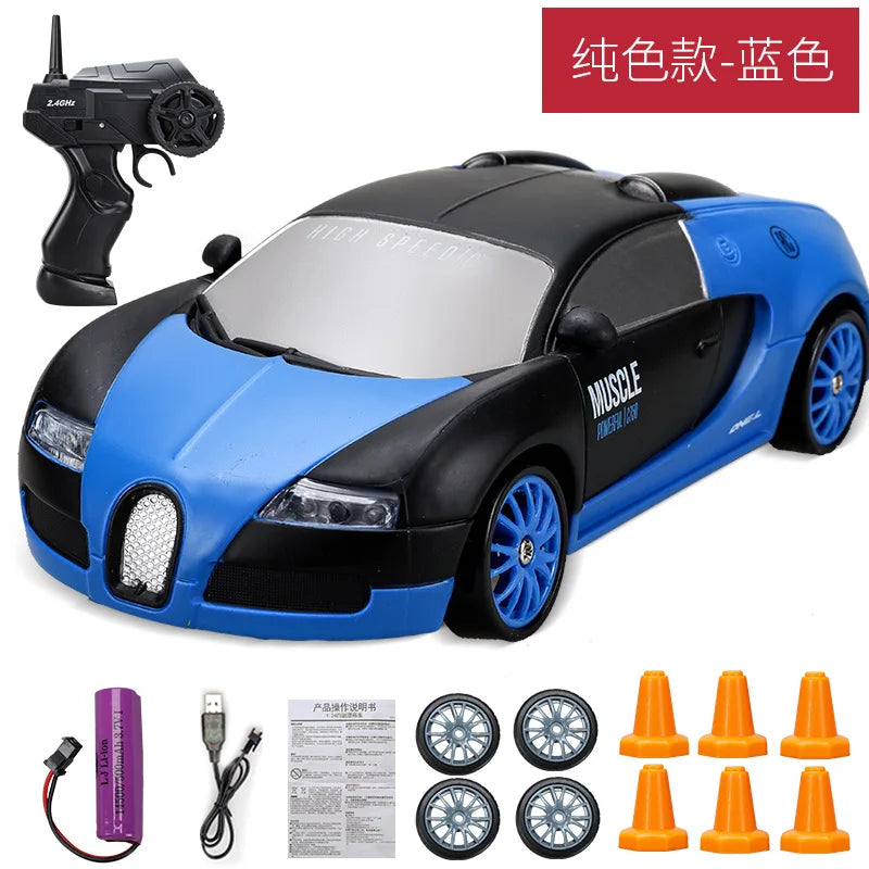 Coche de Carreras Teledirigido 2.4G 4WD, Modelos AE86, GTR, Ferrari, BMW