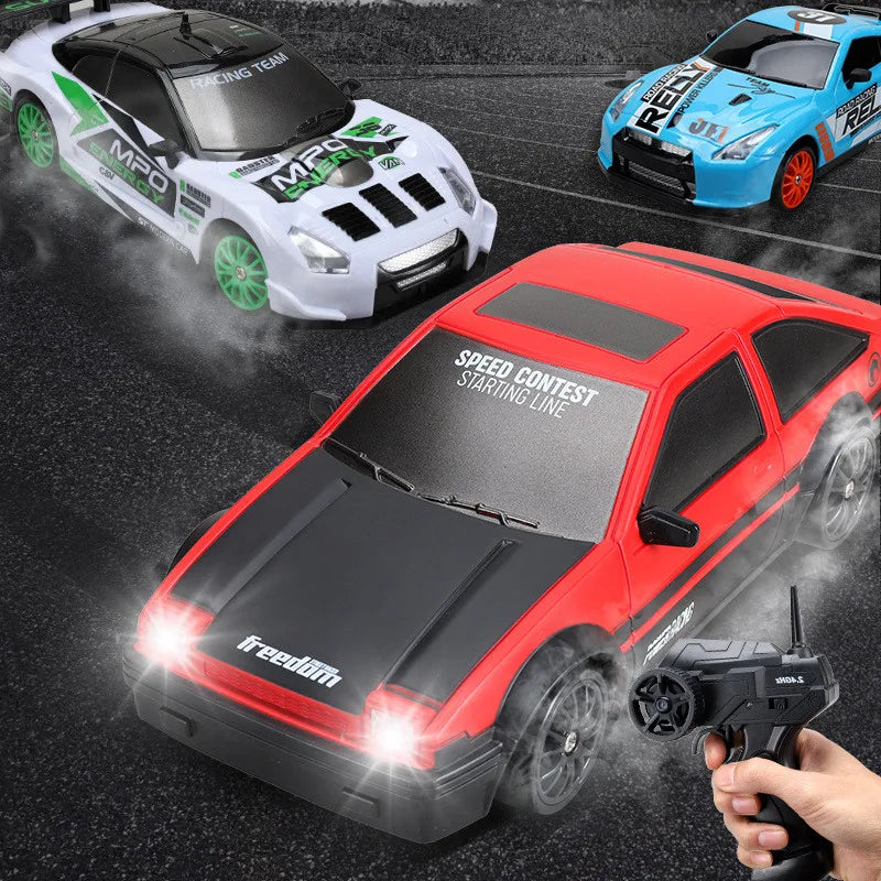 Coche de Carreras Teledirigido 2.4G 4WD, Modelos AE86, GTR, Ferrari, BMW