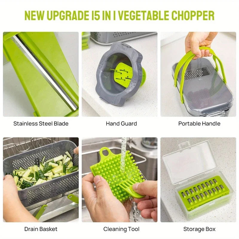 Set 22 Piezas Picadora Manual Cortador Verduras y Cebolla