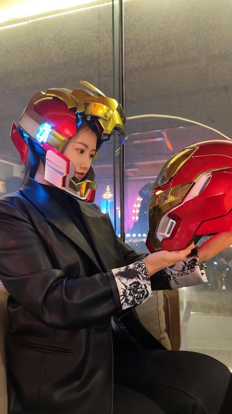 Casco de Iron Man de Marvel, Escala 1:1, MK50 MK5 MK17, con Control por Voz y Ojos Luminosos, Modelo Coleccionable para Adultos, Juguete de Navidad