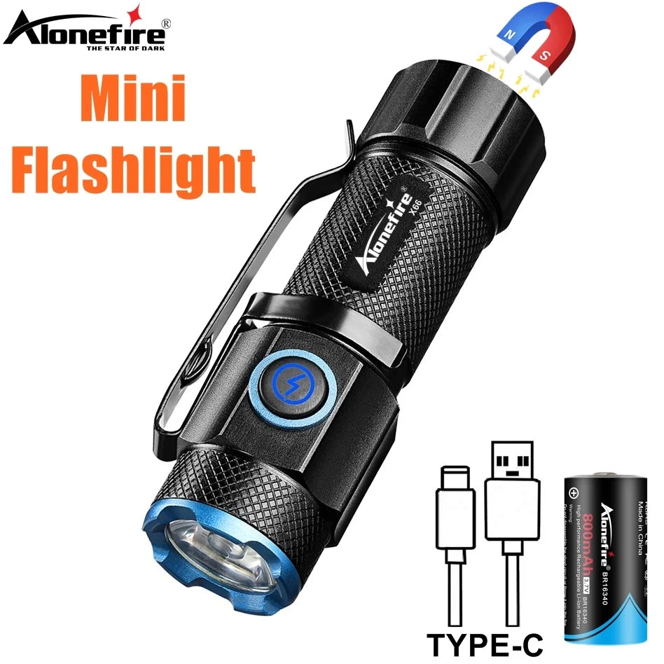 Linterna LED Recargable USB de Alto Brillo para Exteriores