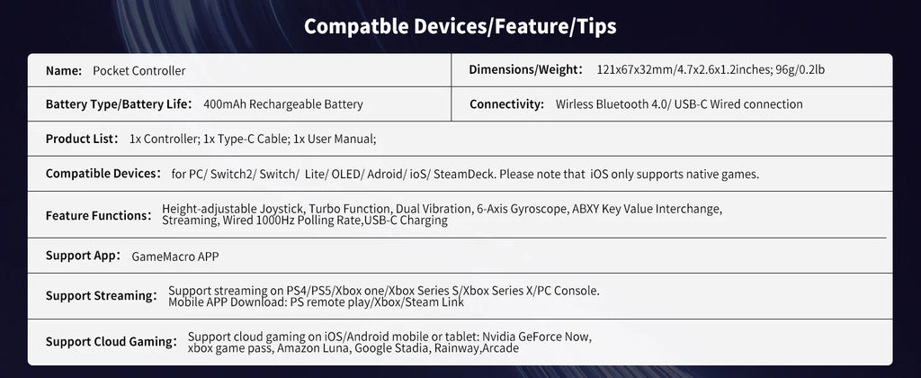 AceGamer-controlador de juego de bolsillo, Joysticks Hall portátiles, mando Bluetooth de 1000Hz para Switch/Switch2/Android/iOS/PC/Steamdeck
