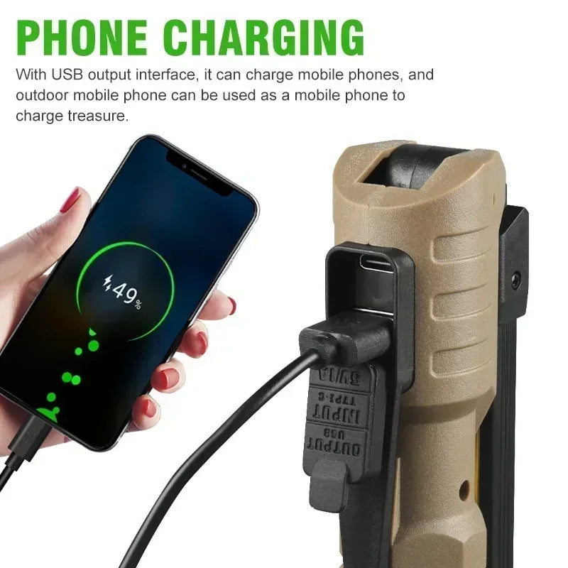 Lámpara de Trabajo Plegable USB Magnética para Camping