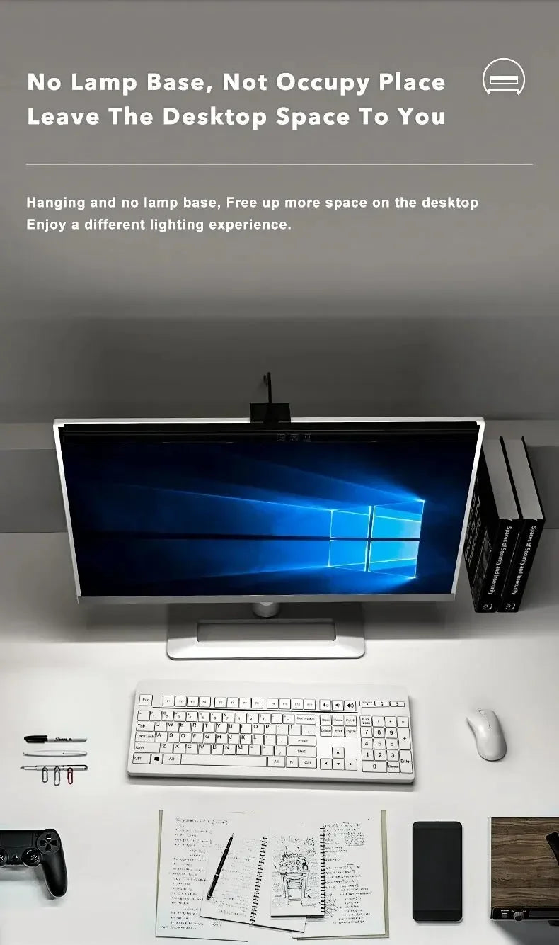 Lámpara LED de escritorio, barra de luz para Monitor, PC, ordenador, luz de pantalla regulable, 33cm, 50cm, oficina, estudio, lectura, lámpara de mesa colgante alimentada por USB