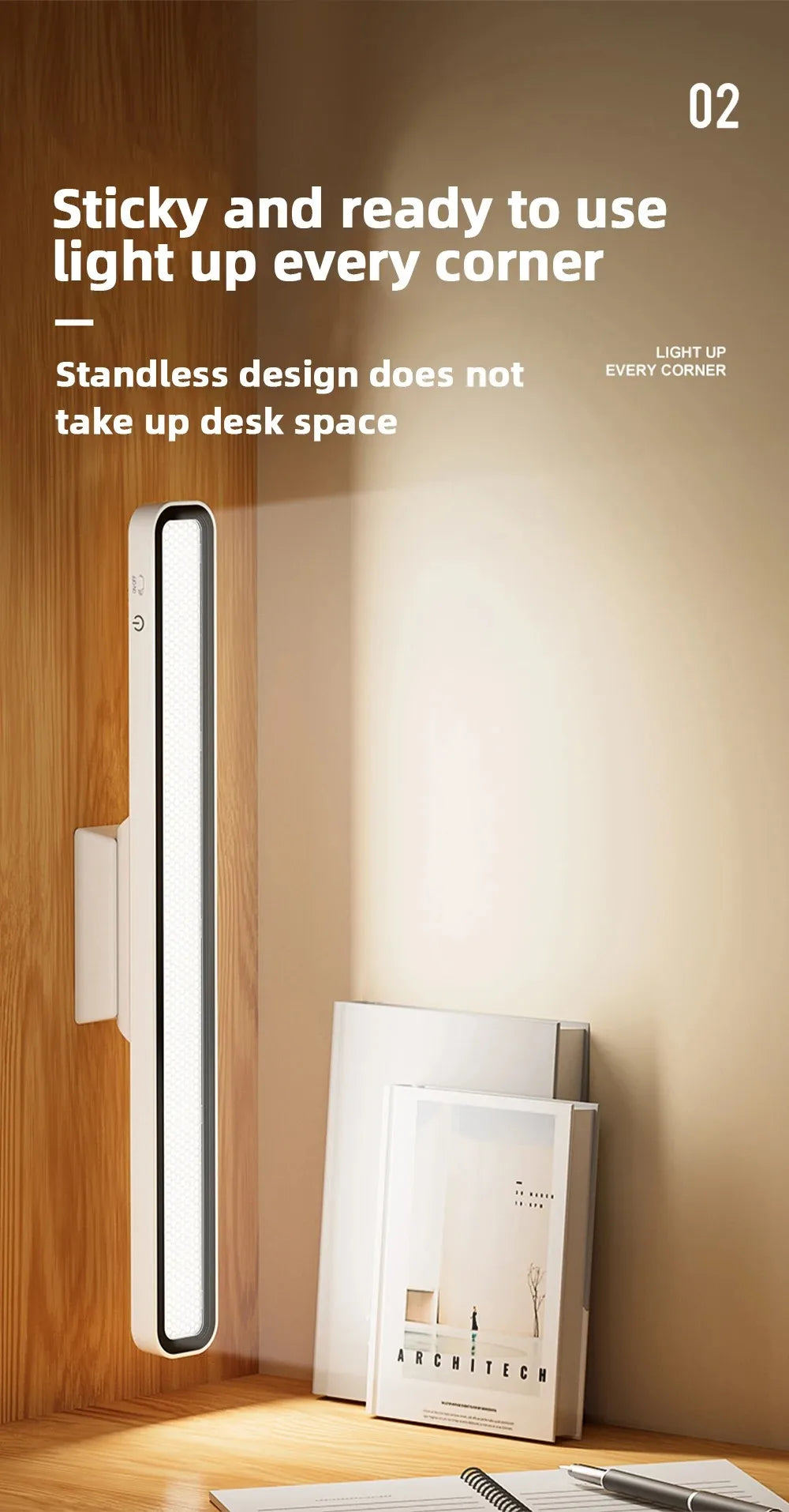 Lámpara LED USB Recargable Magnética con Atenuación Continua para Dormitorio