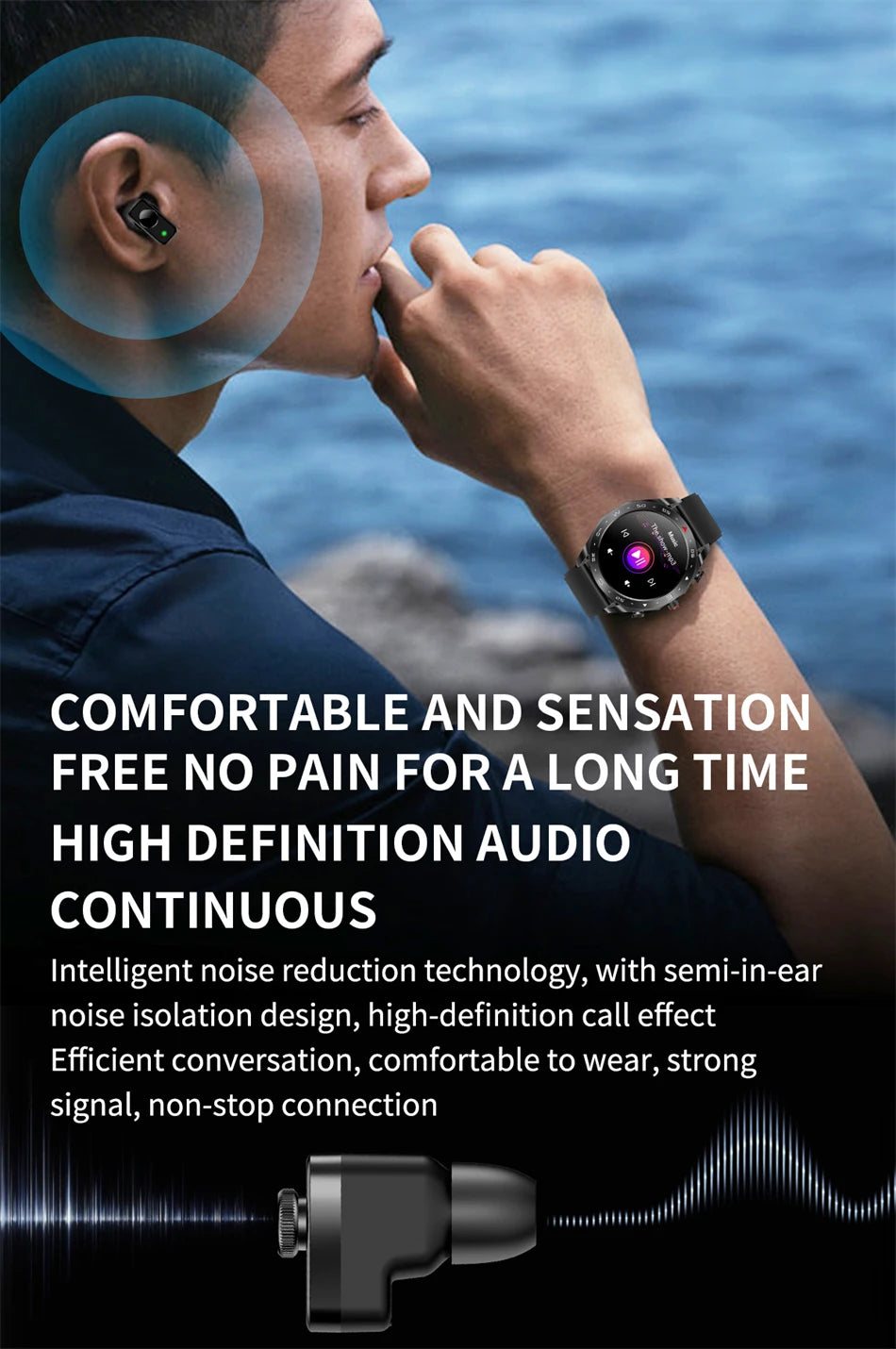 Reloj Inteligente AMOLED con Auriculares Bluetooth Incluidos