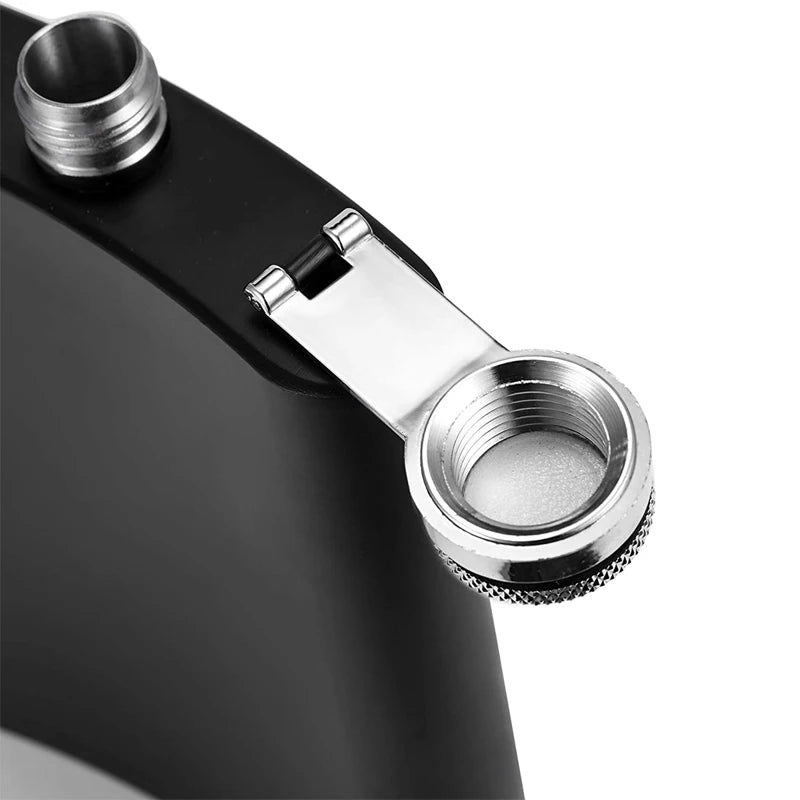 LMETJMA Matraz de cadera negro mate para licor, acero inoxidable, a prueba de fugas con embudo, juego de matraz para beber whisky KC0454