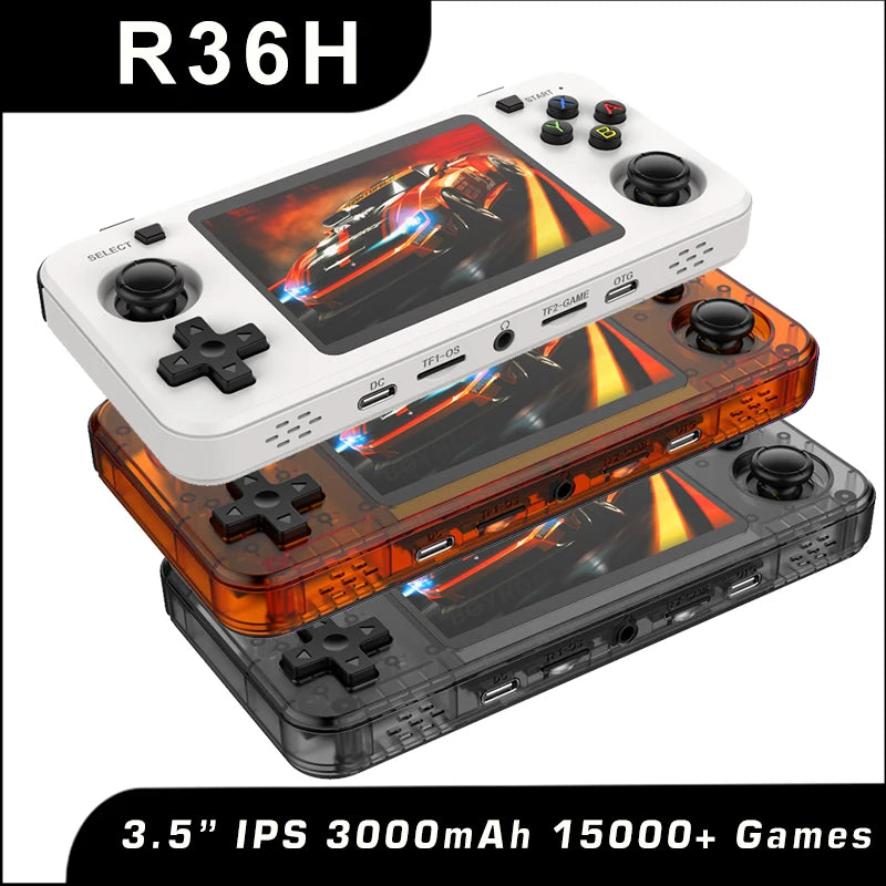 Consola de Juegos Retro Portátil R36H, Sistema Linux, Pantalla IPS 3.5 Pulgadas