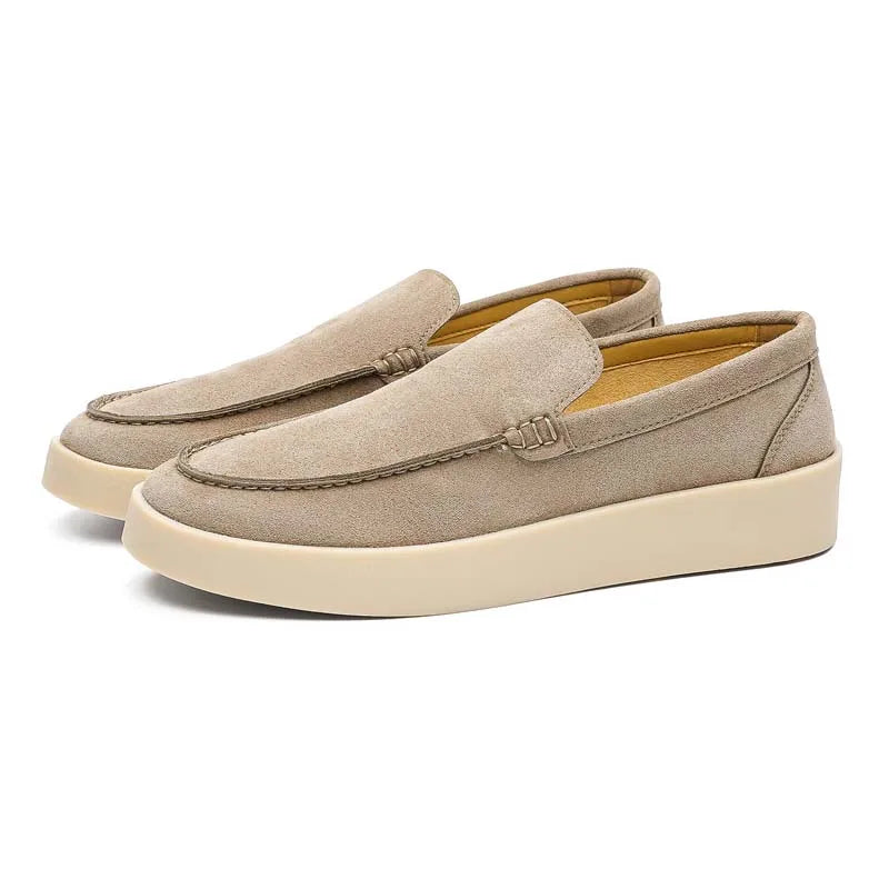 Mocasines de cuero suave para hombre sin cordones y suela gruesa