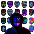 Máscara LED con detección de gestos que enciende la cara que transforma la máscara LED de Halloween para niños, hombres y mujeres, disfraz, fiesta de disfraces