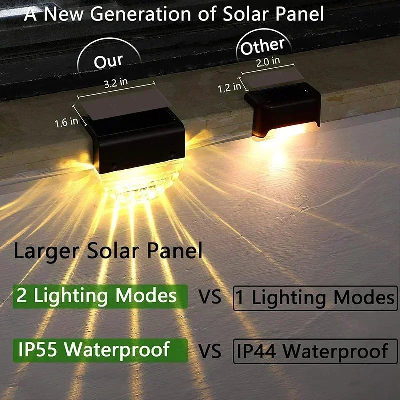 Luces solares para cubierta, luces para valla, luces para escalones al aire libre, luces solares impermeables para barandilla, escaleras, valla, patio y camino