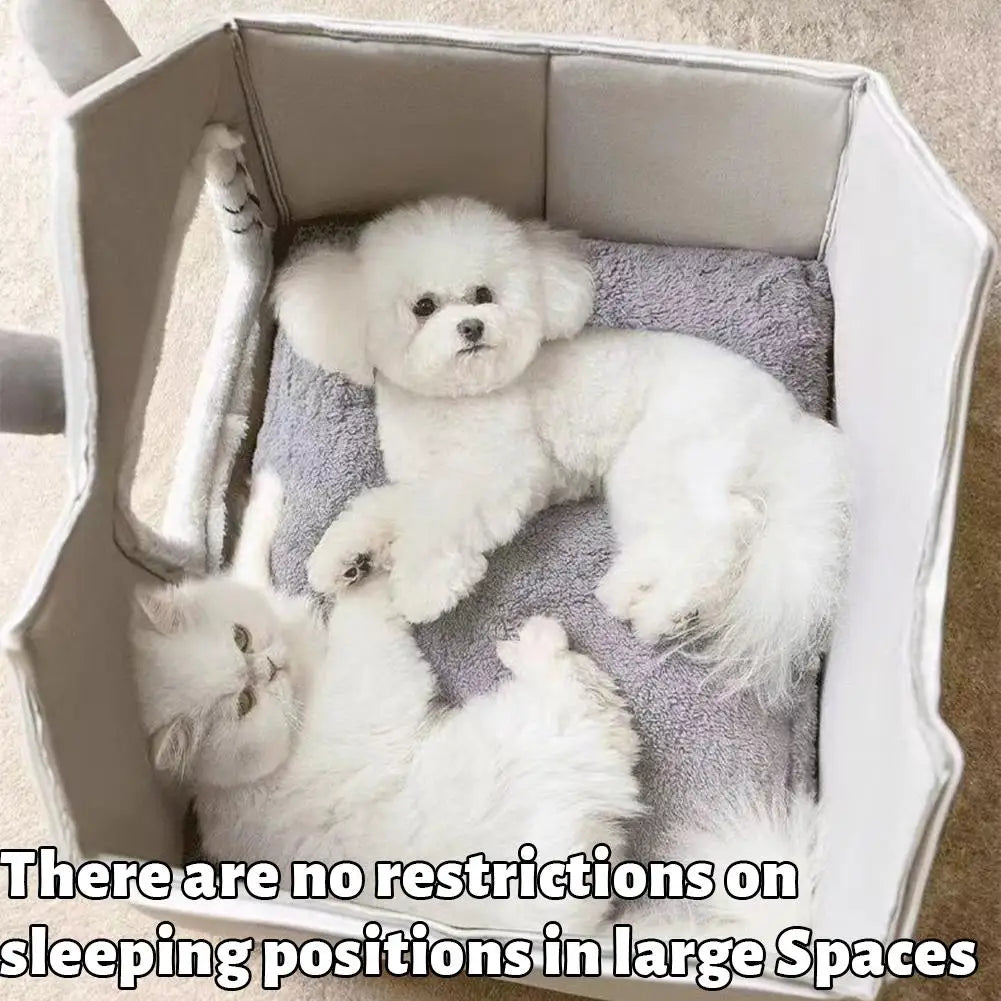 Casa Plegable para Mascotas con Doble Techo y Alfombra Cálida