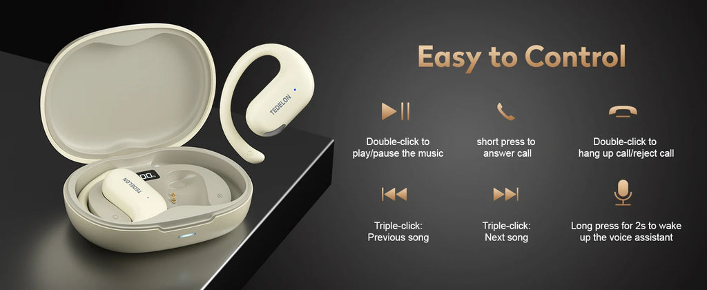 Tedelon F9 auriculares abiertos auriculares inalámbricos OWS Bluetooth 5,4 auriculares sonido HiFi TWS auriculares Bluetooth para ciclismo correr
