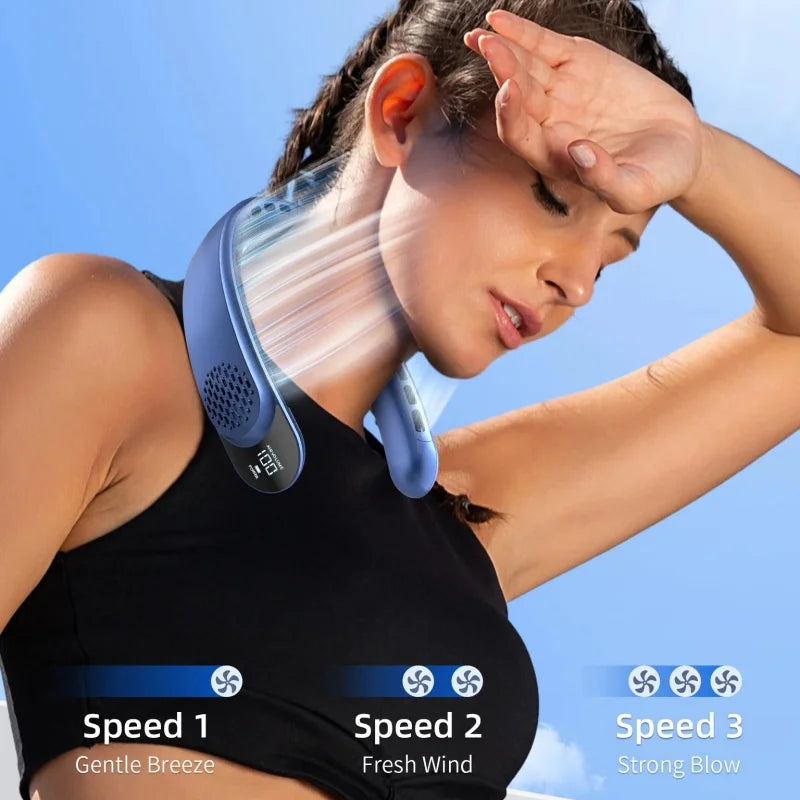 Ventilador de cuello USB de cuatro núcleos, turbina de diseño sin espalda, fácil de controlar y transportar, portátil, para exteriores, regalo de verano, novedad de 2024