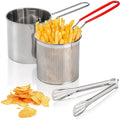 LMETJMA-Olla de freír profunda con colador, cesta Tong de acero inoxidable, olla de freír Tempura japonesa para patatas fritas, pollo KC0460