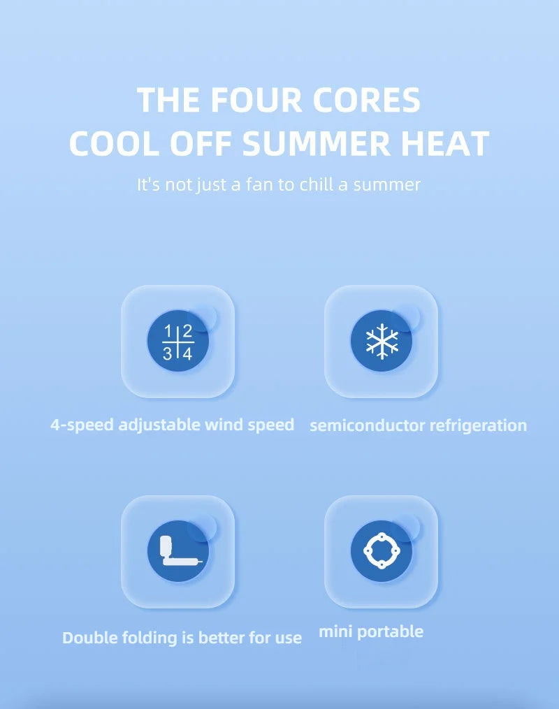 Ventilador de Mano Portátil con Enfriamiento por Hielo, 4 Velocidades, Recargable, Ligero, para Verano, Camping y Actividades al Aire Libre