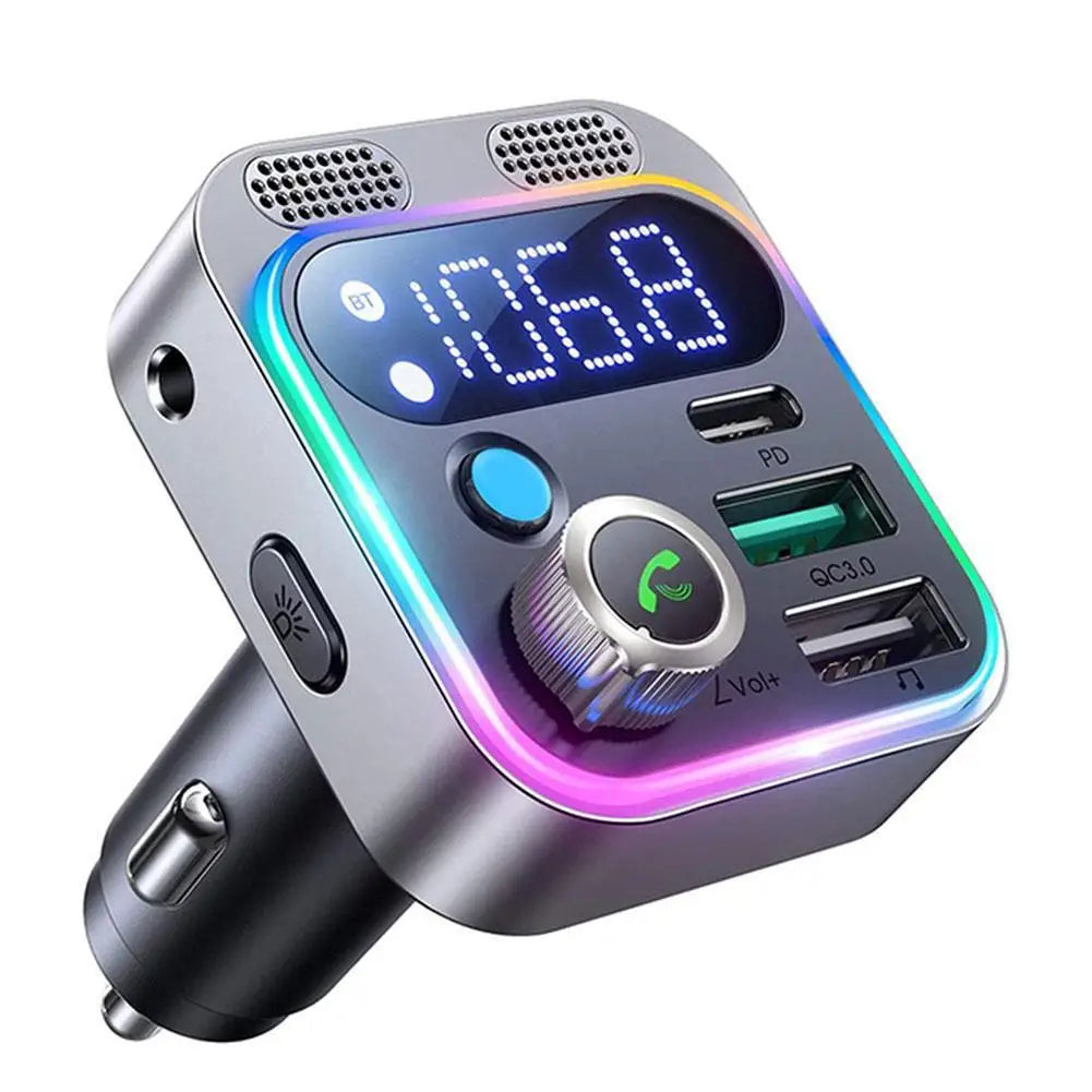 Transmisor FM Bluetooth con Cargador USB 4 Puertos PD 250W