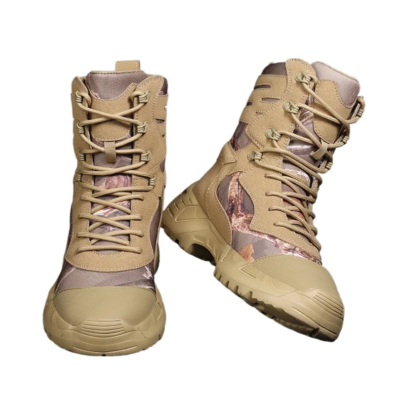 Botas tácticas de senderismo para hombre, caña alta, antideslizantes