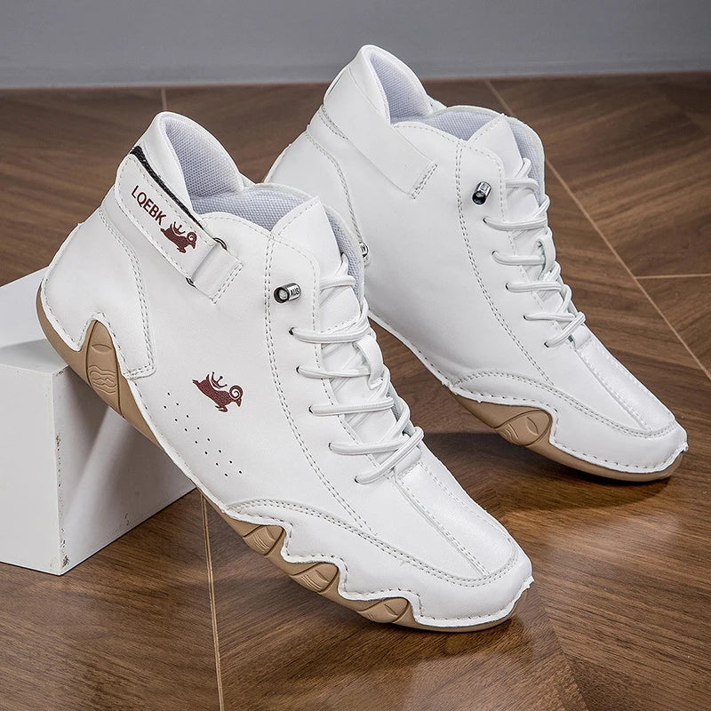 Zapatos informales de cuero, zapatillas de deporte para hombre, mocasines para caminar al aire libre, calzado cómodo, botas de lujo para hombre