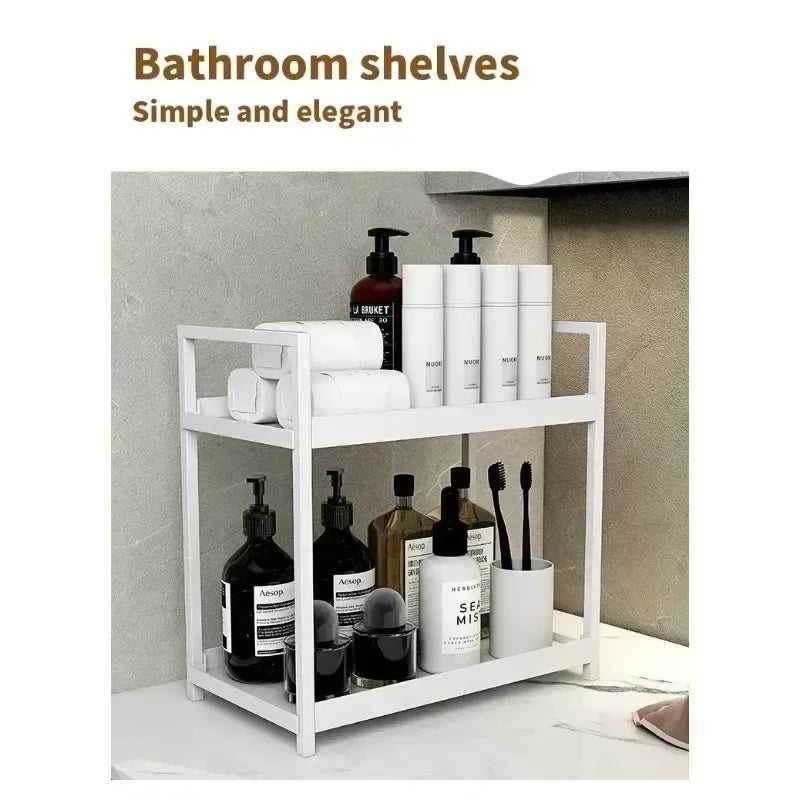 Organizador de maquillaje de doble nivel para tocador y baño