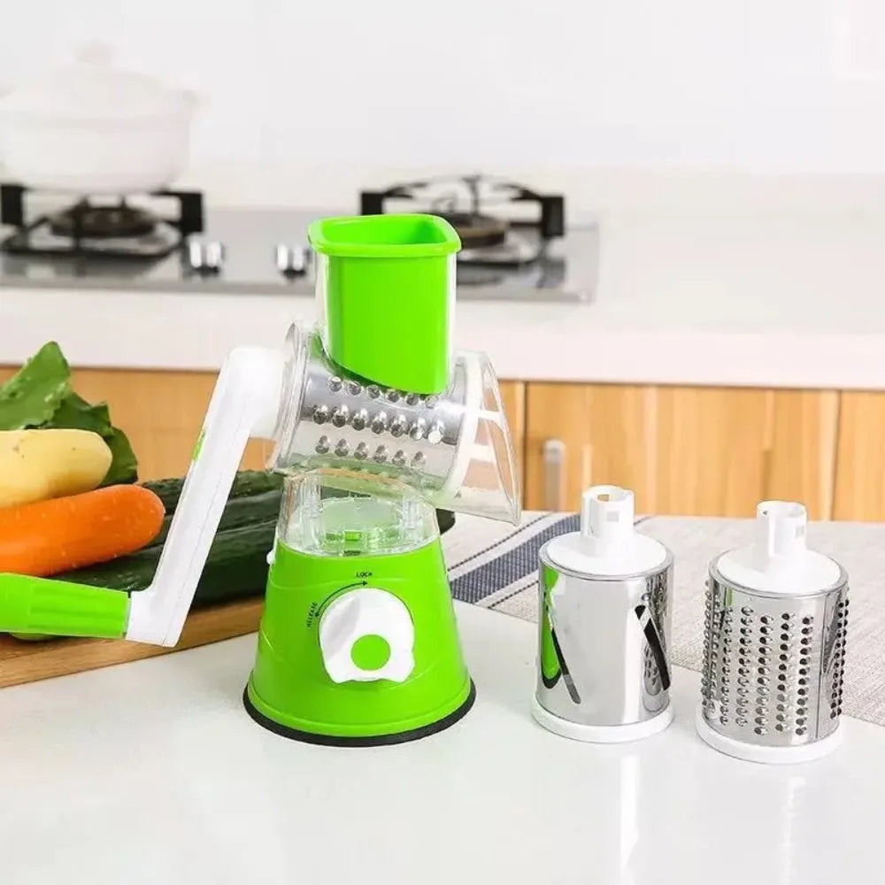 Cortadora rotativa de alimentos 3 en 1, rallador de queso, trituradora de frutas y verduras