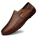 CLOHOO Zapatos casuales de negocios para hombres Costuras de cuero Cómodo Fondo de goma transpirable Segunda capa de piel de vaca