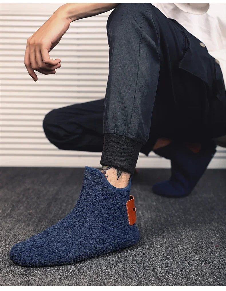YRZL, zapatos de algodón de invierno para hombre, zapatillas ligeras sin cordones de alta calidad, mocasines de algodón de felpa para interiores, zapatos cálidos de invierno para hombre
