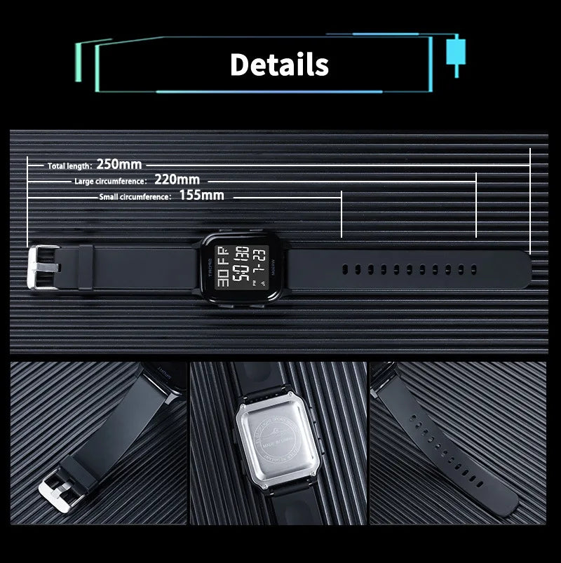 Reloj deportivo YIKAZE para hombre, reloj electrónico multifunción resistente al agua, reloj de pulsera Digital LED ultrafino para hombre y estudiante