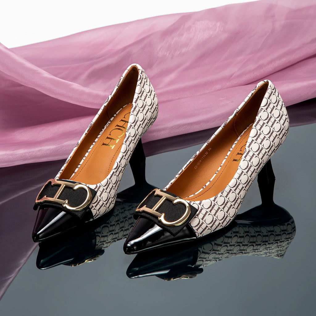 Zapatos de Tacón Clásicos con Estampado para Mujer — Punta Fina