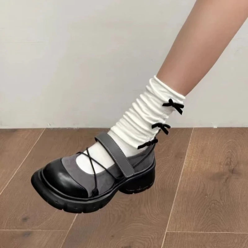 Mocasines Mary Jane con Plataforma para Mujer, Zapatos Casuales con Tacón Grueso y Correa Cruzada, Estilo Dulce y Moderno para Primavera, Citas Diarias y Fiestas