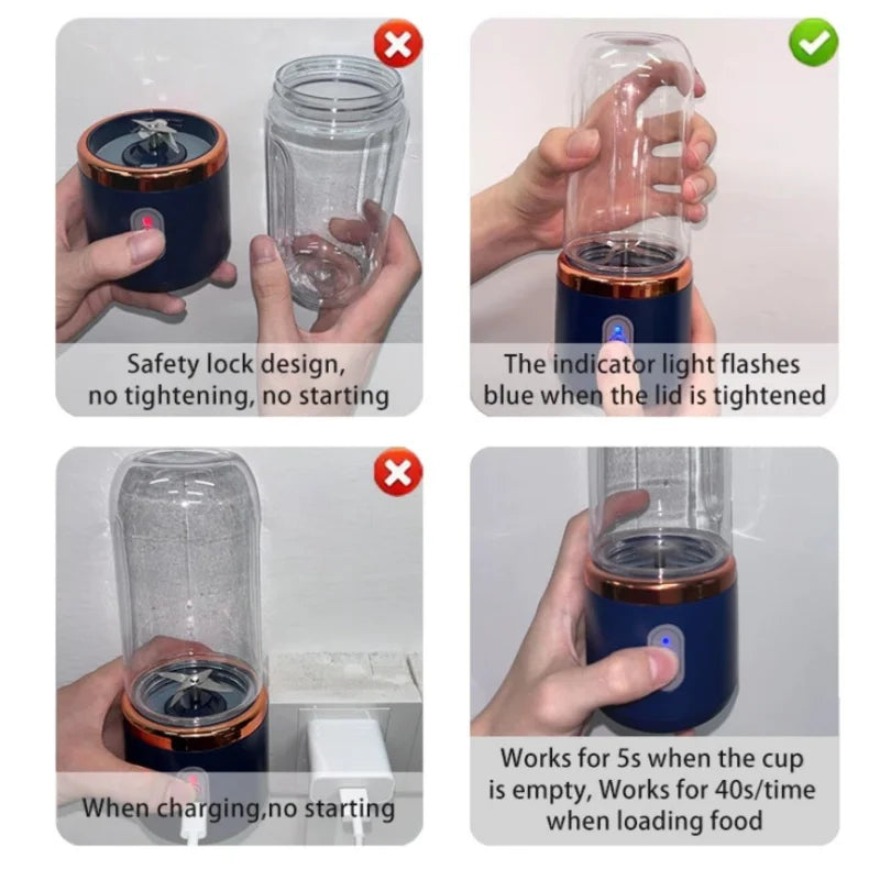 Mini Licuadora Portátil USB Recargable 400ml