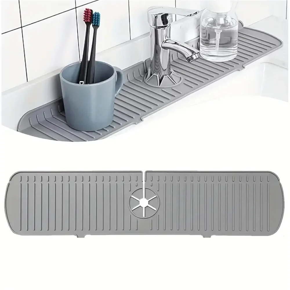 Esteras receptoras de agua para grifo de silicona, almohadillas de secado a prueba de derrames para fregadero de cocina, drenaje antideslizante y protector contra salpicaduras, estera colectora de agua