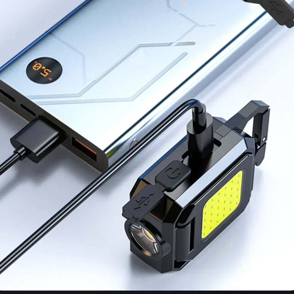 Mini Linterna LED Llavero COB Doble Recargable USB 1000LM Portátil