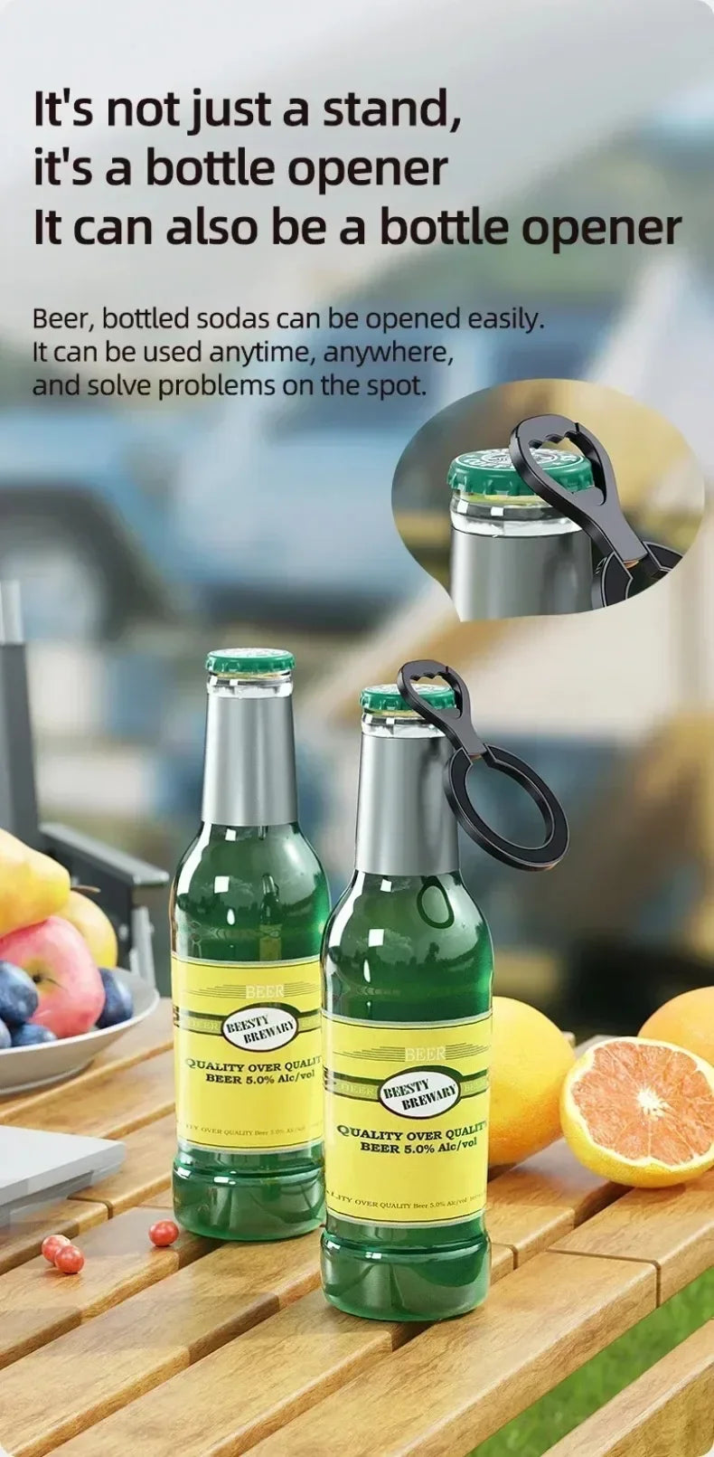 Soporte Magnético para Teléfono de Coche con Anillo, Soporte de Imán Potente y Abrebotellas para Magsafe iPhone 17 16 15 14 13 12 Pro Max