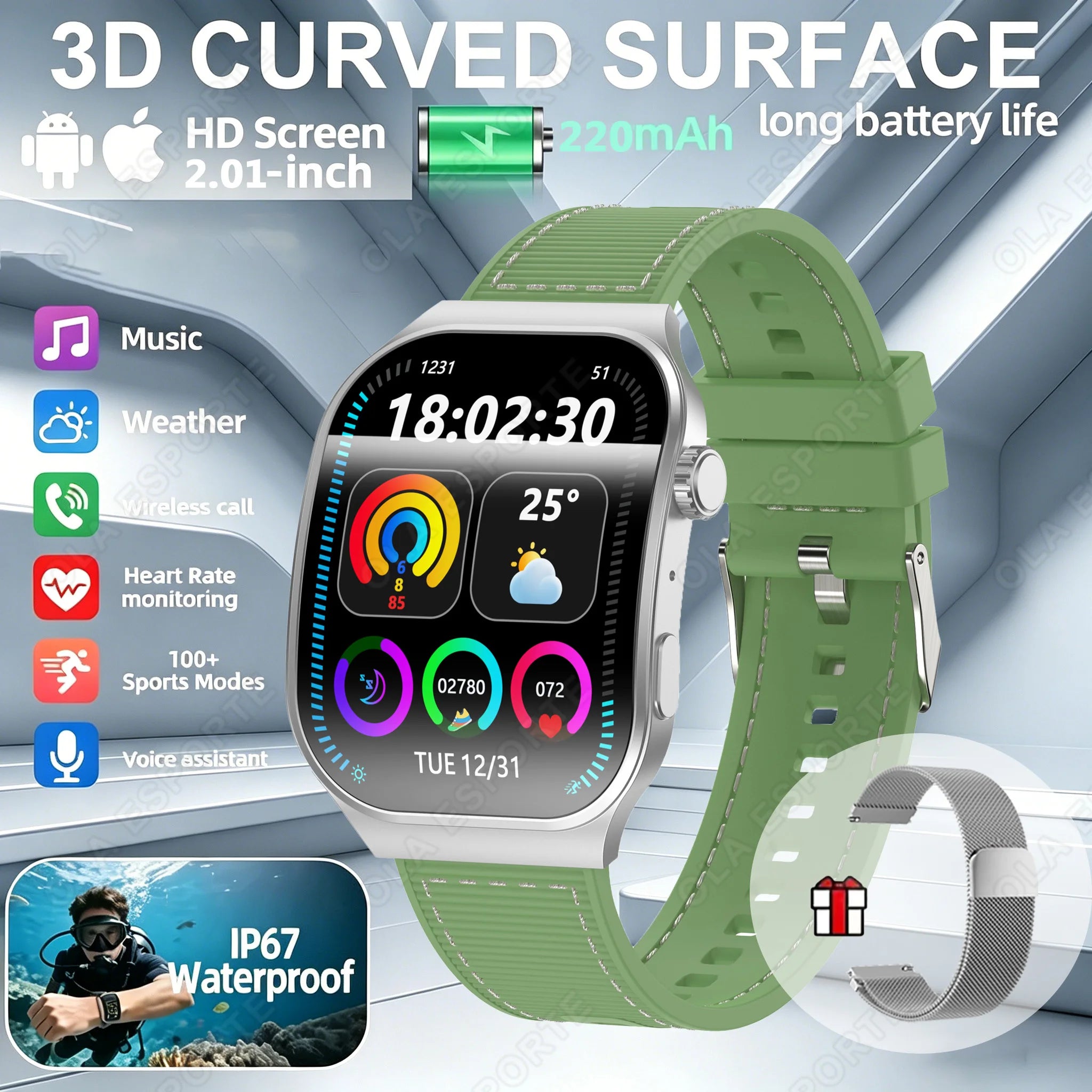 Reloj Inteligente Mujer Pantalla Curva AMOLED HD