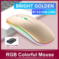 Ratón inalámbrico recargable con retroiluminación LED Bluetooth con adaptador tipo C ratón para juegos adecuado para MAC/portátil/PC/Windows