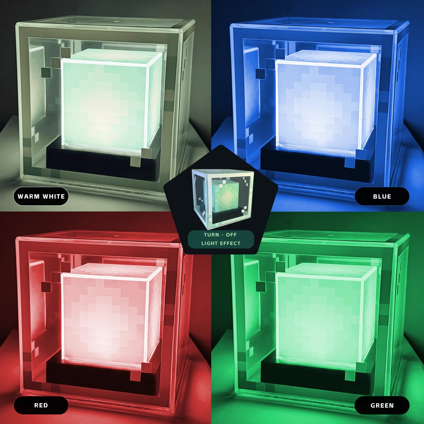Lámpara de baliza estilo píxel, luz nocturna de escritorio, atmósfera de ordenador brillante, adorno de juego, regalo, iluminación decorativa recargable