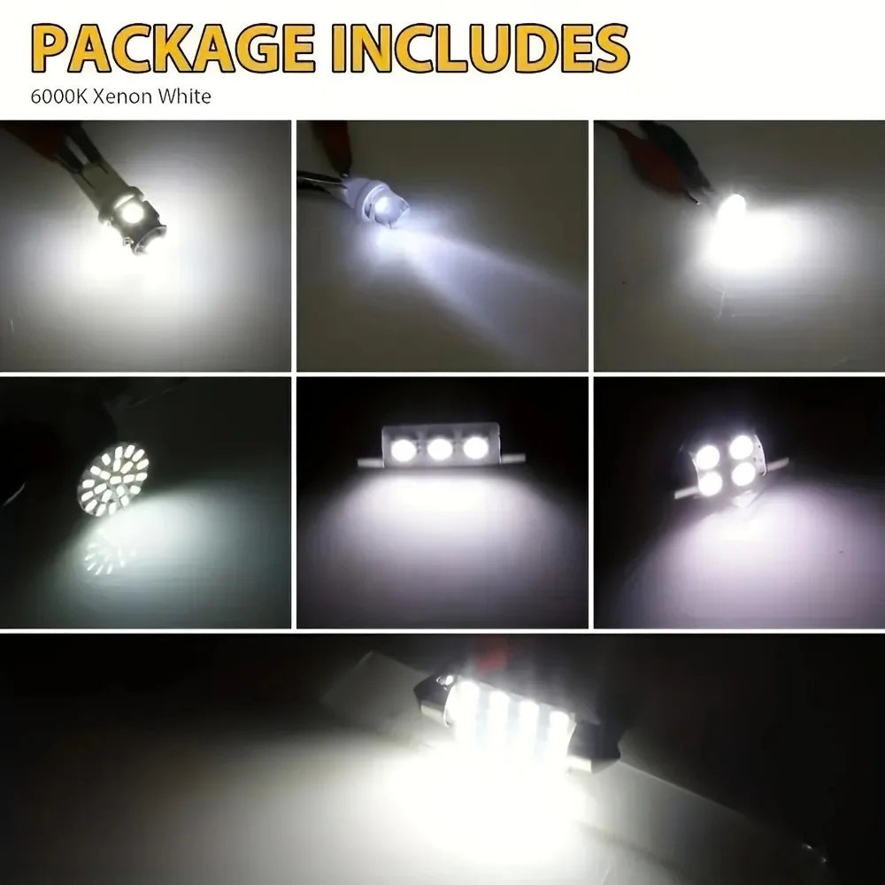 Kit de bombillas LED para coche, 42 Uds., 6000K, 12V, blanco, luz de mapa Interior, luz de techo, luz Interior de coche para un paseo más brillante