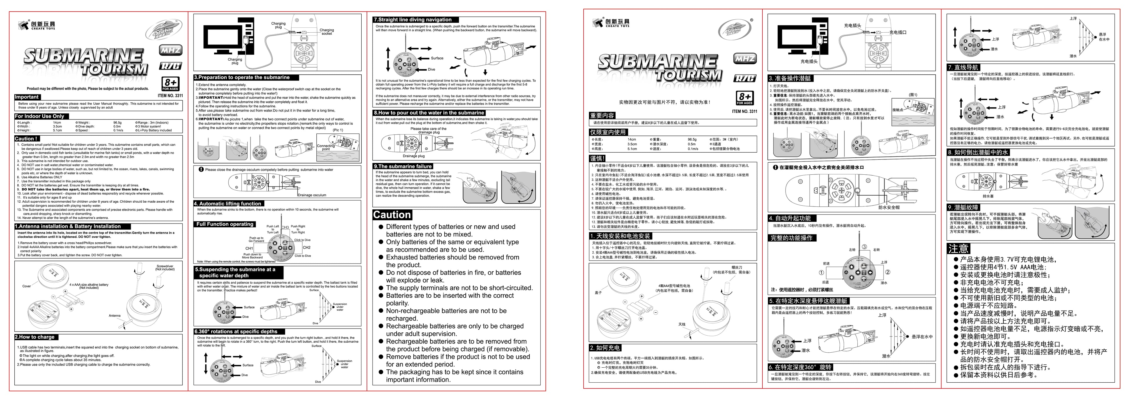 Submarino Teledirigido RC Mini Eléctrico Juguete para Niños