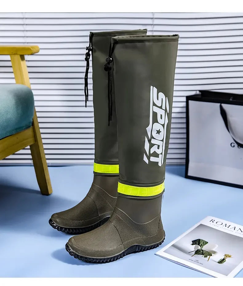 Botas de lluvia para hombre impermeables antideslizantes de caña alta