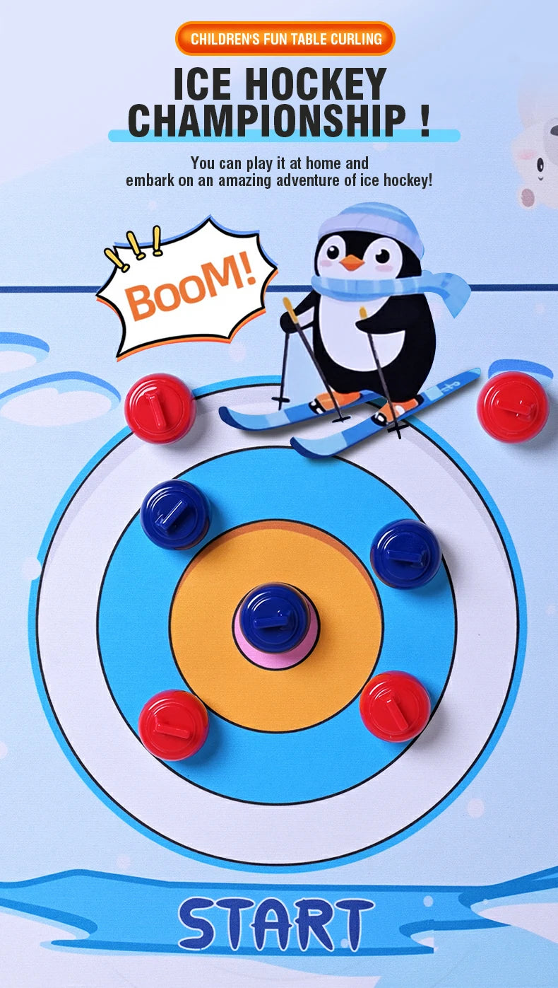 Juego de Mesa Curling 5 en 1 para Familia Hockey sobre Hielo