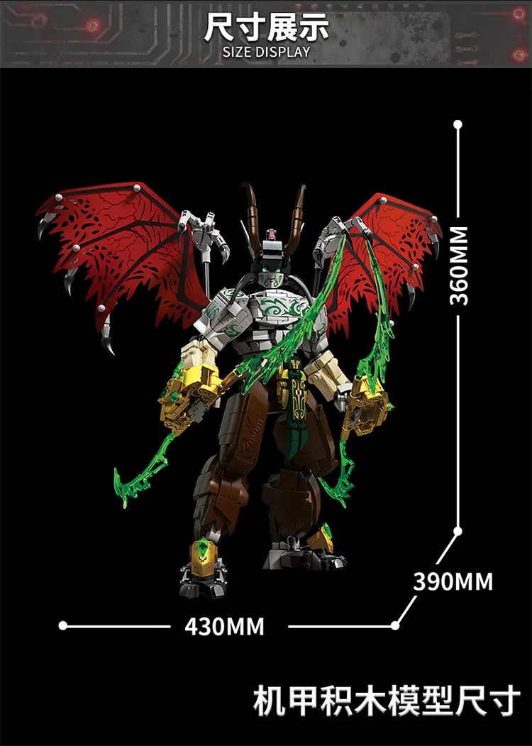 Bloques de Construcción 76112, Robot Mech Warrior, Alas Rojas, Cuchilla Verde, Modelo Dim-Blade, Kit de Bloques de Construcción, Juguete para Adultos y Niños, Regalos