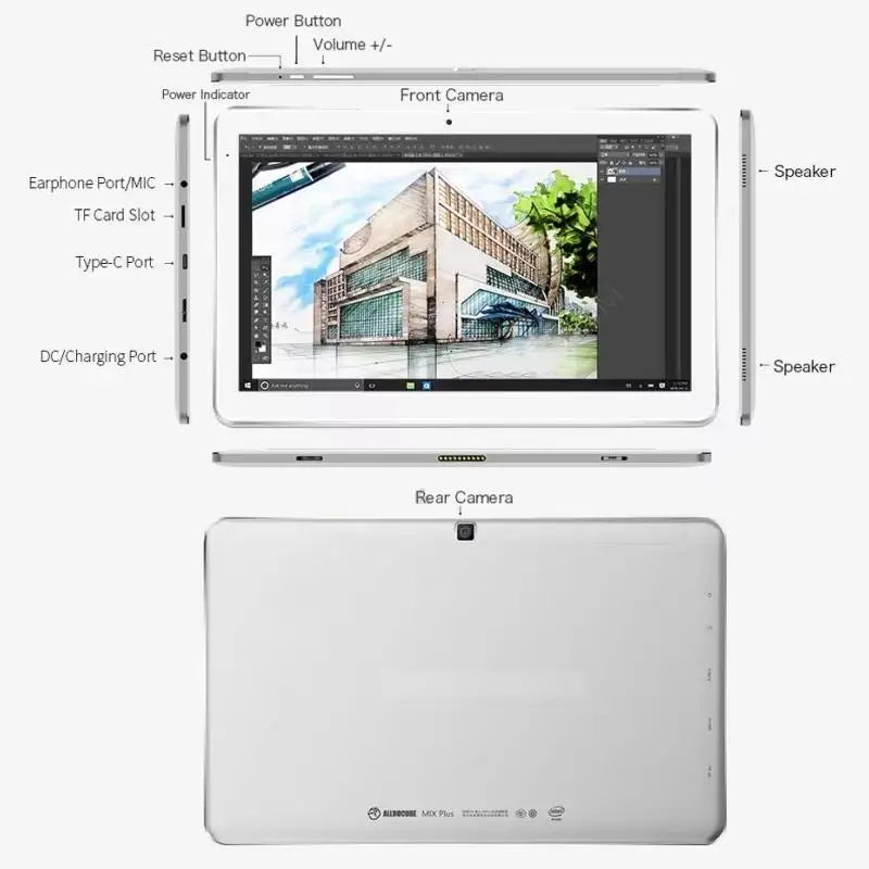 Tablet PC S12 de 10.6 Pulgadas con Windows 10, Intel Core m3-7Y301 de 64 bits, 4 GB de RAM, 128 GB de ROM, Pantalla IPS de 1920x1080, Batería de 8000 mAh