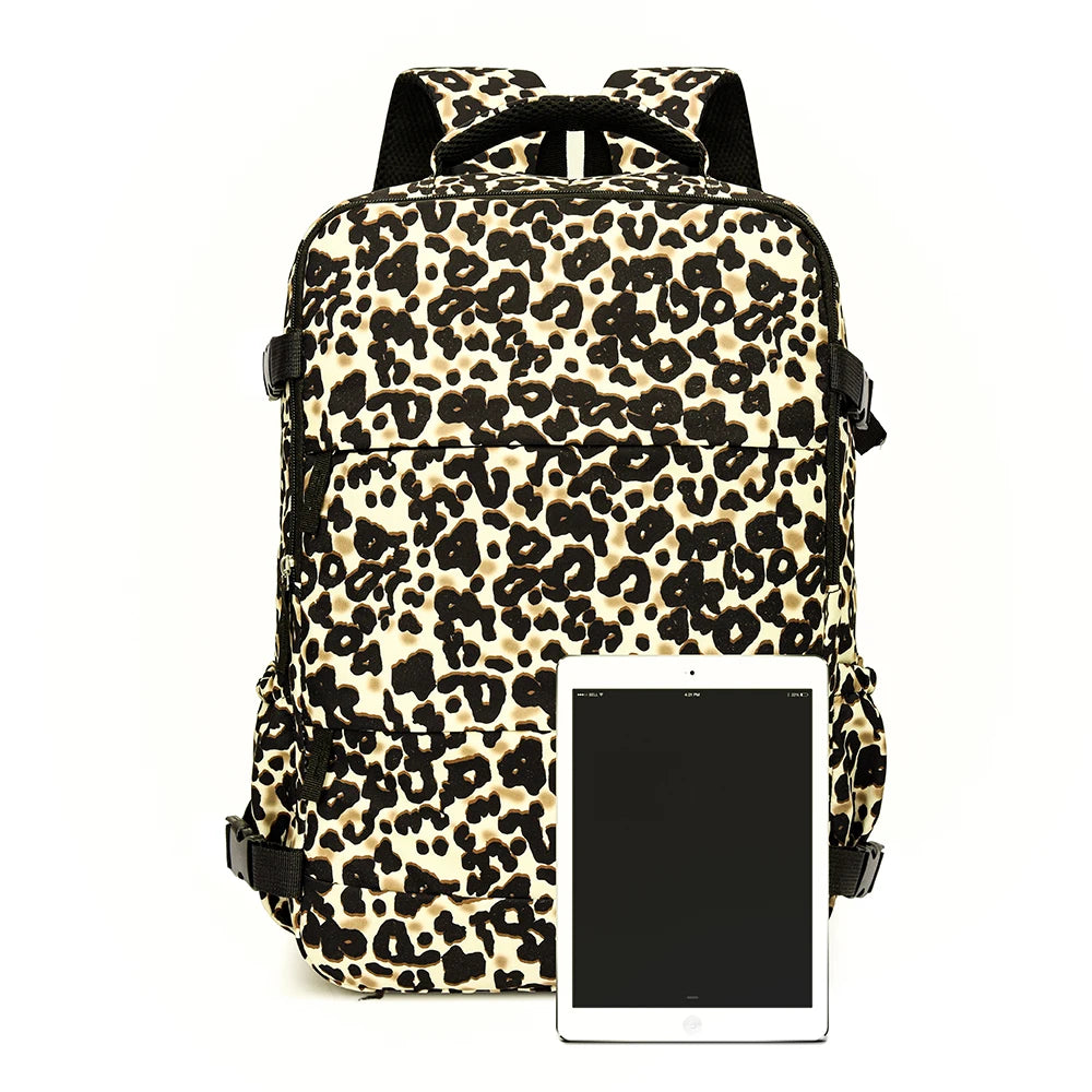Mochila de Viaje con Estampado de Leopardo de Gran Capacidad