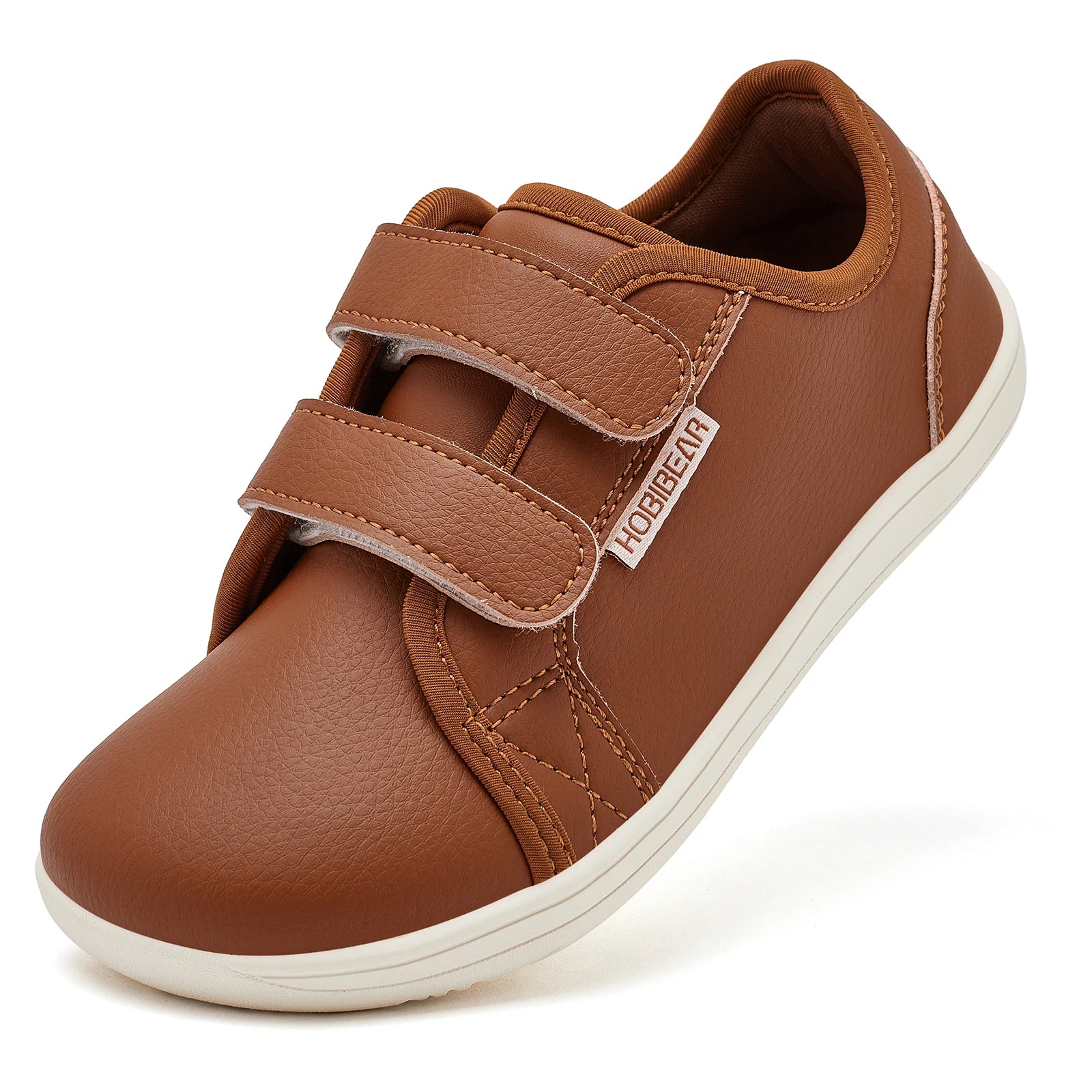 HOBIBEAR Zapatillas Descalzas para Niños Velcro Punta Ancha Cuero